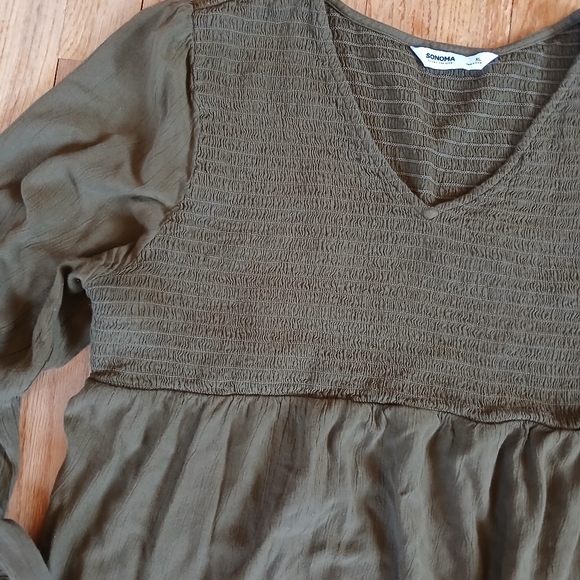 Olive Green Smocked Top - Picture 2 of 3